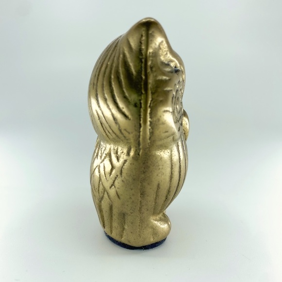 Vintage Brass Owl Figurine Paperweight • Mid Century Taiwan R.O.C. MCM Decor - Picture 4 of 10